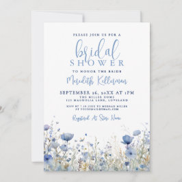 Convite Blue Wildflower Floral Bridal Shower