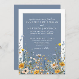 Convite Blue Wildflower Floral Wedding