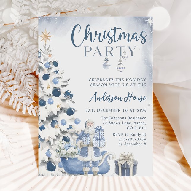 Convite Blue Winter Christmas Party Invitation (Criador carregado)