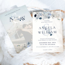 Blue Winter Floral Elegant Wedding