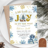Blue Winter Snow Globe Bundle of Joy Chá de fralda