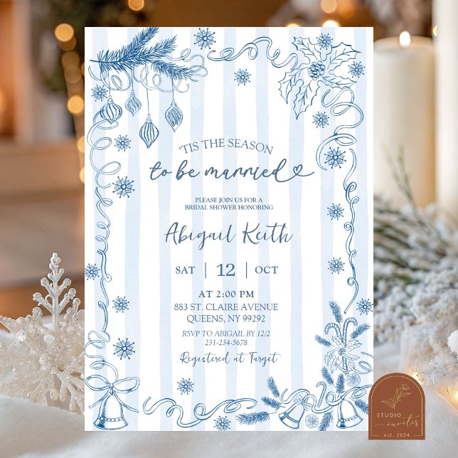 Convite Blue Winter Snow in Love Bridal Shower (Criador carregado)
