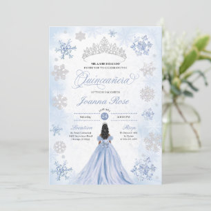 Convite Blue Winter Wonderland Snowflake Quinceanera