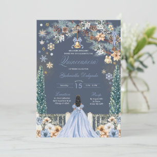 Convite Blue Winter Wonderland Snowflake Quinceanera