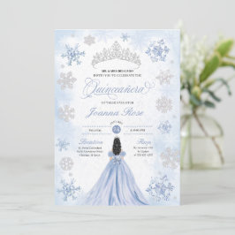 Convite Blue Winter Wonderland Snowflake Quinceanera