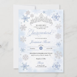 Convite Blue Winter Wonderland Snowflake Quinceanera