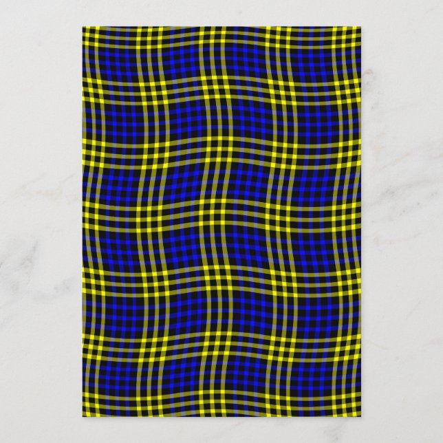 Convite Blue Yellow Plaid Checker Seamless Pattern (Frente)
