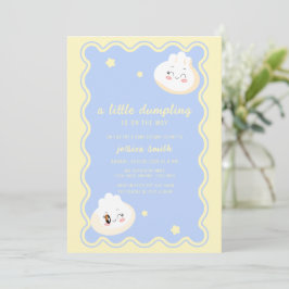Convite Blue Yellow Star Chinese Dumpling Baby Shower 