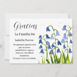 Convite Bluebeldes Espanhol Morte Floral Funeral Obrigado