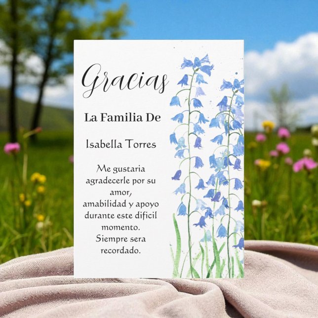 Convite Bluebeldes Espanhol Morte Floral Funeral Obrigado (Criador carregado)