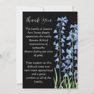 Convite Bluebells Blue Floral Morte Funeral Obrigado