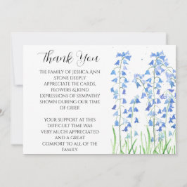 Convite Bluebells Blue Floral Morte Funeral Obrigado