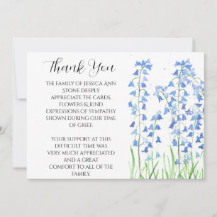 Convite Bluebells Blue Floral Morte Funeral Obrigado