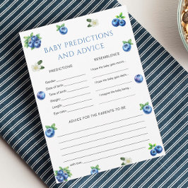 Convite Blueberry Baby Shower Baby Prediction Game Card