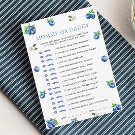 Convite Blueberry Baby Shower Mommy or Daddy Game Card