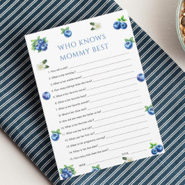 Convite Blueberry Baby Shower Who Knows Mommy Best Game 