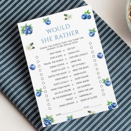 Convite Blueberry Baby Shower Would She Rather Game Card