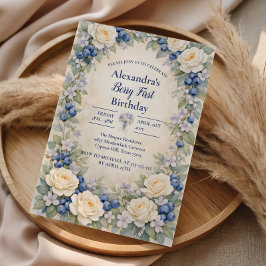 Convite Blueberry Berry Botanical 1st Birthday