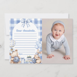 Convite Blueberry Gingham Time Capsule Note Message