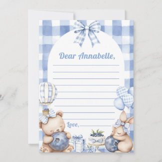 Convite Blueberry Gingham Time Capsule Note Message