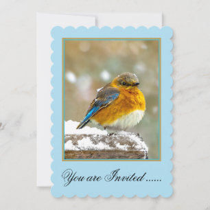 Convite Bluebird oriental na neve - Foto original