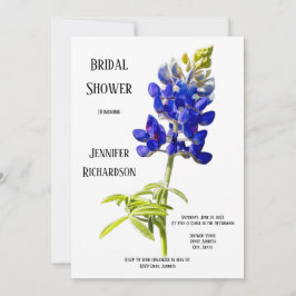 Convite Bluebonnet Floral em branco, Chá de panela de casa