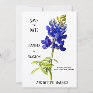 Convite Bluebonnet Floral em Branco, Salve a data do casam