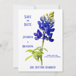 Convite Bluebonnet Floral em Branco, Salve a data do casam