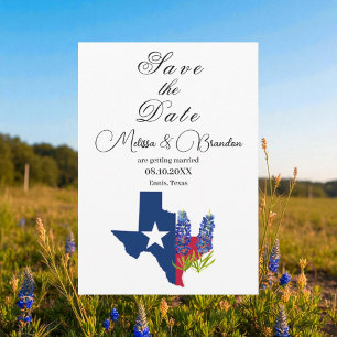 Convite Bluebonnets Floral Azul Casamento Rústico Texas
