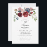 Convite Blush 60ª Festa de aniversário de Script Floral Bu<br><div class="desc">Script Floral Burgundy Blush 60º Convite de aniversário que você pode personalizar facilmente para a maioria dos aniversários clicando no botão "Personalizar". Apresentando uma elegante burgundy, azul empoeirado, verde eucalipto e flores cor-de-rosa pinceladas com roteiro e tipografia moderna. Dica: veja nossa coleção de suprimentos de festas na loja com este...</div>