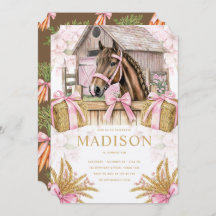 Blush Barn Horse Birthday Invitation for Girls