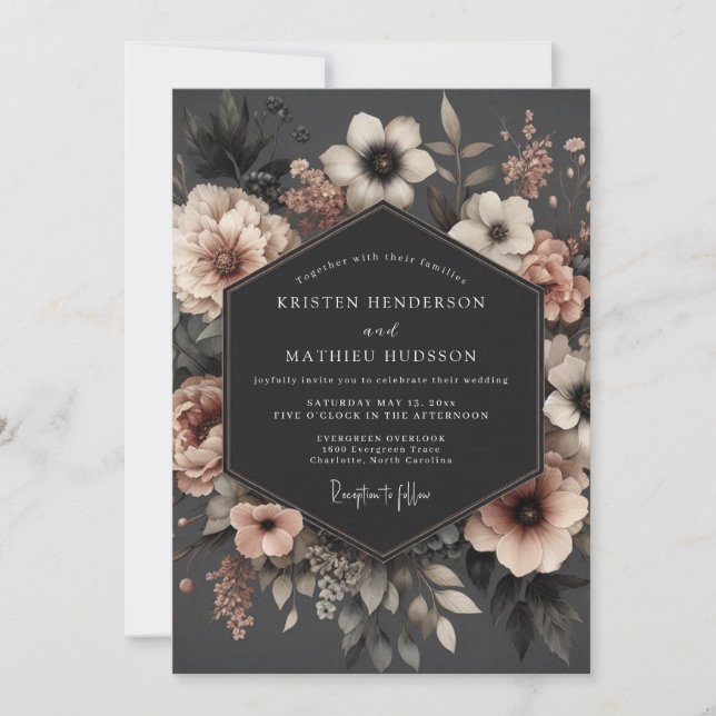 Convite Blush Baroque Bloom Wedding (Frente)
