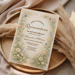 Convite Blush Blue Meadow Quinceañera