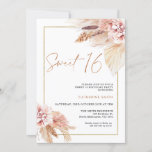 Convite Blush Boho Pampas Grass Sweet 16 Aniversário<br><div class="desc">Blush Boho Pampas Grass Sweet 16 Aniversário Convite Bohemian inspirou um doce convite de 16 anos com dois arranjos florais cor de terra e rosa pálido com grama pampas e uma imagem caligráfica moderna como um título em uma textura falsa de ouro rosa. Ideal para quem procura um doce convite...</div>