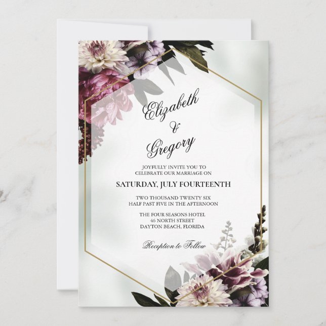 Convite Blush botanical Wedding Invitation (Frente)
