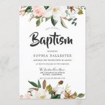 Blush Botânico Moderno e Batismo Floral Branco