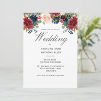 Blush Burgundy Floral Rosa Dourada Acentos Casados