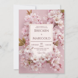 Convite Blush Cherry Blossom Casamento
