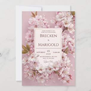 Convite Blush Cherry Blossom Casamento