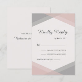 Convite Blush cinza geométrico elegante moderno casamento 
