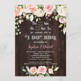 Convite Blush Cream Floral Wood I DO CHURRASCO Noivado