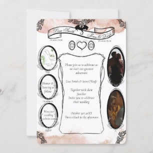 Convite Blush D20 Tabletop RPG Fantasy Dice Wedding