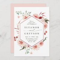 Blush de Casamento de Hexágono Floral Botânico