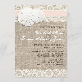 Convite Blush de Convocação de Casamento Rústico de Praia