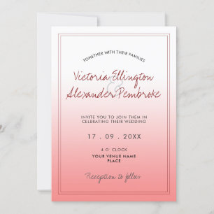 Convite Blush de Gradiente Simples e Casamento Branco