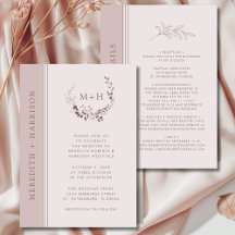 Blush de Rose Gold Monograma Casamento Tudo em Um