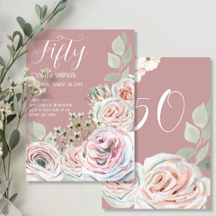 Convite Blush Delicate Watercolor Flepink Aniversário