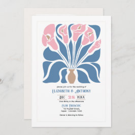 Convite Blush & Denim Clay Abstract Floral Boho Wedding