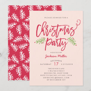 Convite Blush do Partido de Férias de Natal de Script de P