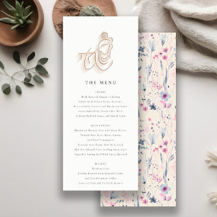Convite Blush Dourado Wildflower Krishna Indian WedMenu
